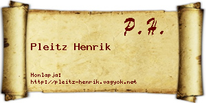 Pleitz Henrik névjegykártya